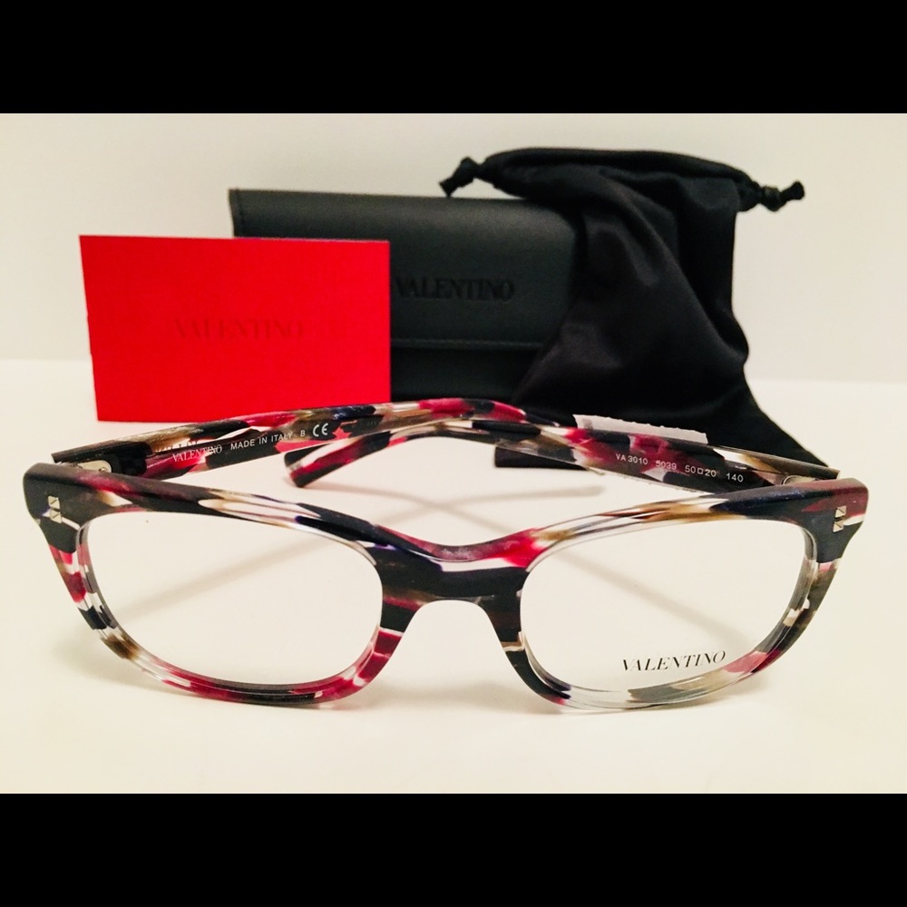 Valentino Eyeglasses VA3010 5039 Black Red Spotted